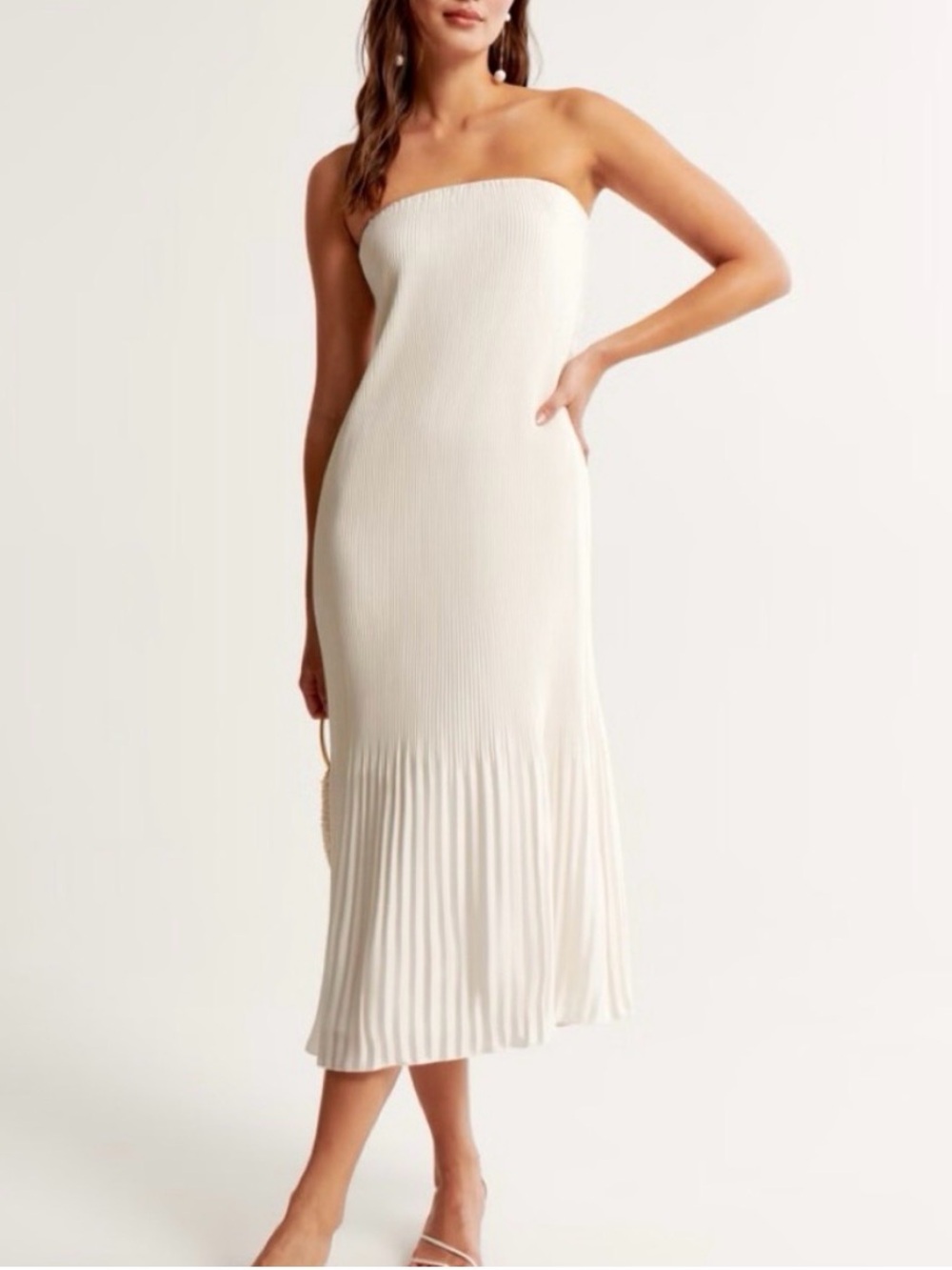 Abercrombie & Fitch Strapless White Midi Dress - Picture 2 of 4